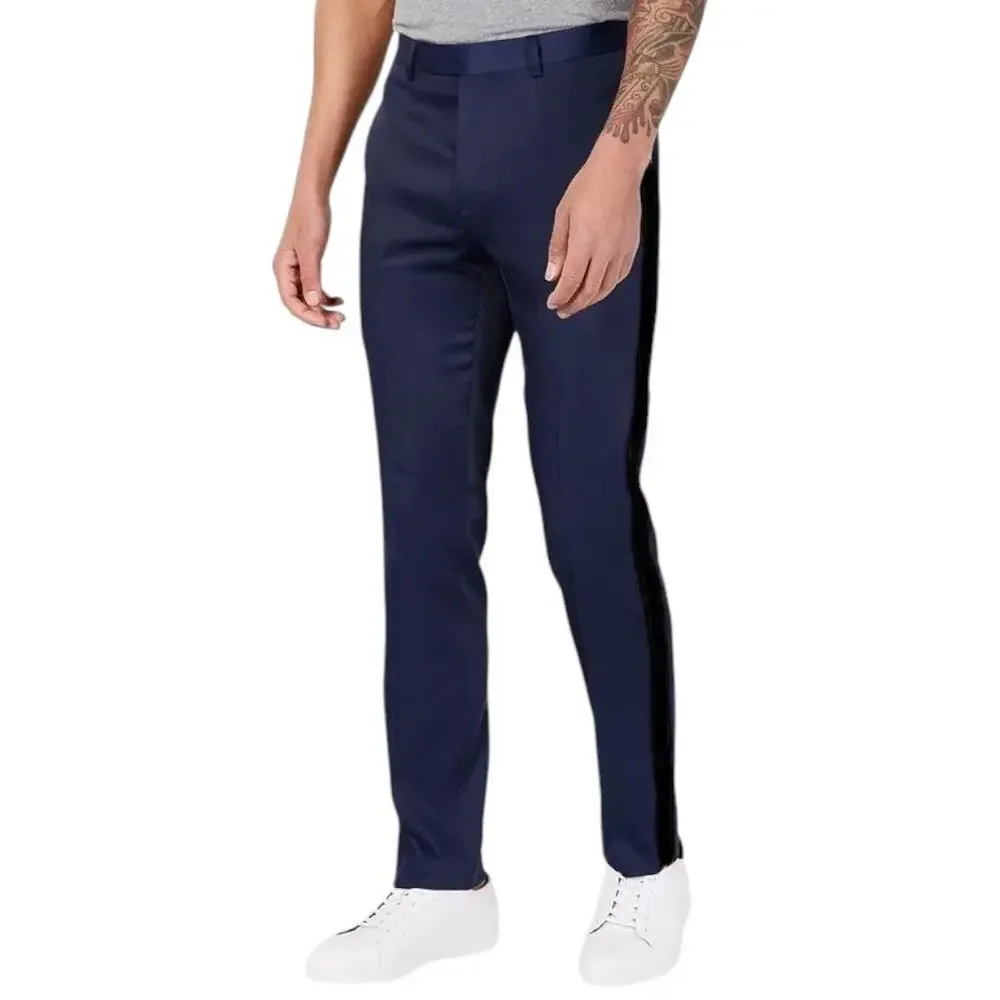 NWT CALVIN KLEIN Slim Fit Men's Navy Pant Size 38 X 32 Black Side Stripe